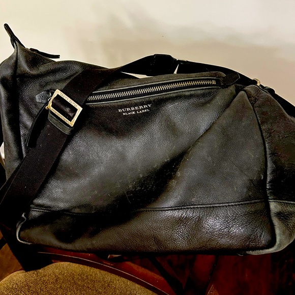 BURBERRY AUTHENTIC BLACK LABEL CALFSKIN LEATHER CROSSBODY BAG UNSEX - Picture 1 of 10